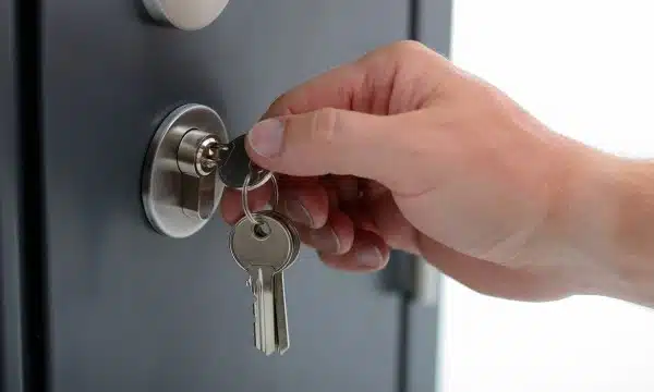 Pompiers tentant d'ouvrir une porte blindée