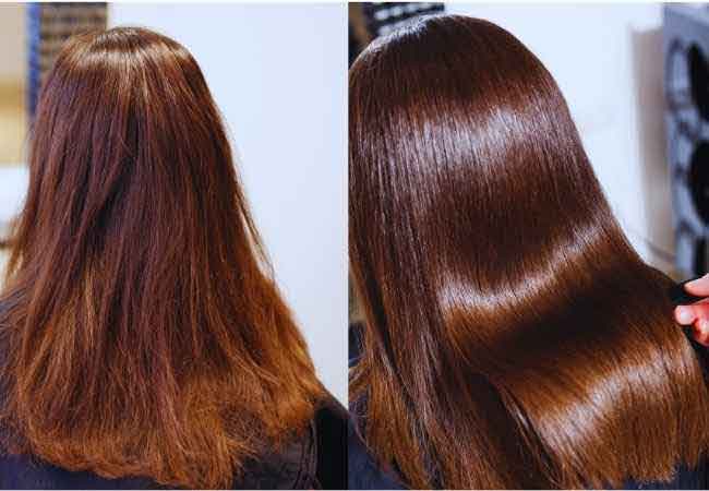 Glänzendes Haar nach dem Eincremen