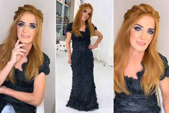 La femme sans abri Rita bien maquillée