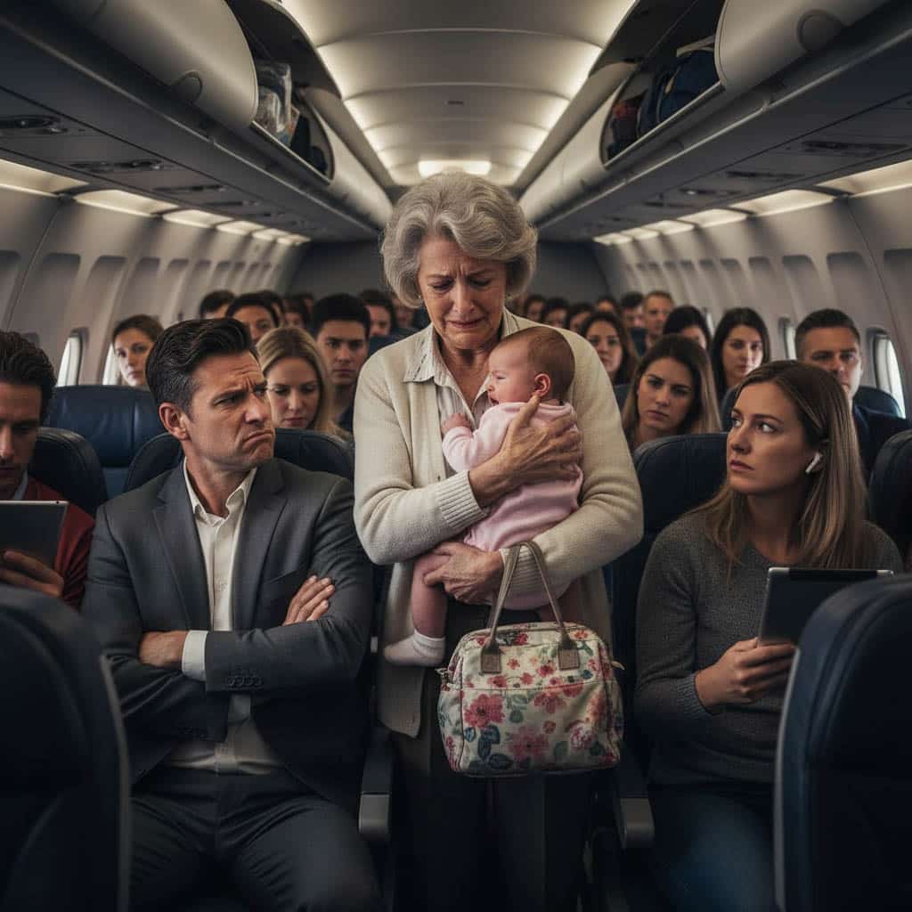Homme m&eacute;content dans l'avion