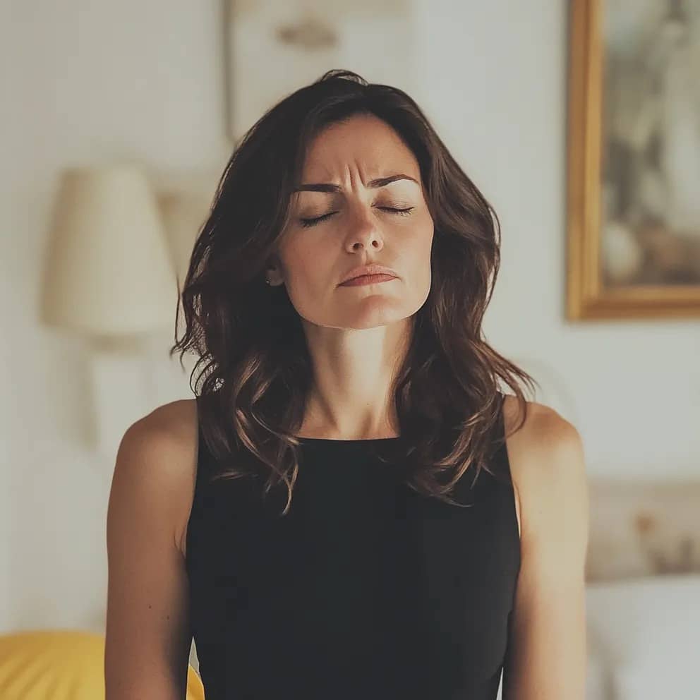 Femme réfléchissant sérieusement