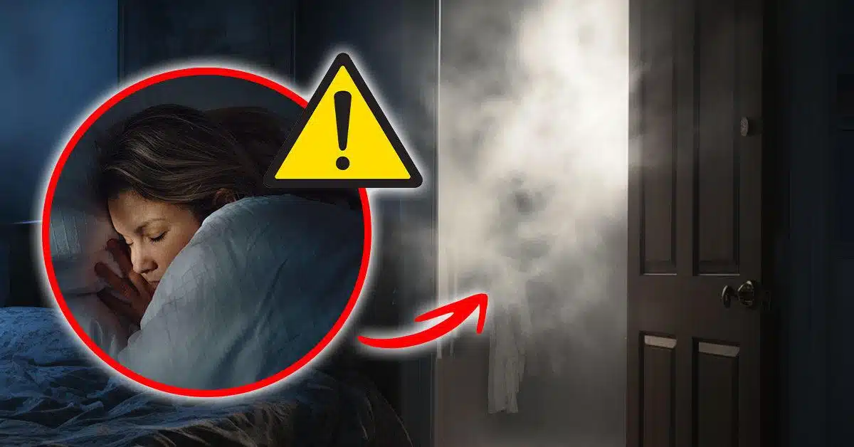 Comparaison visuelle entre une chambre avec porte fermée et ouverte lors d'un incendie