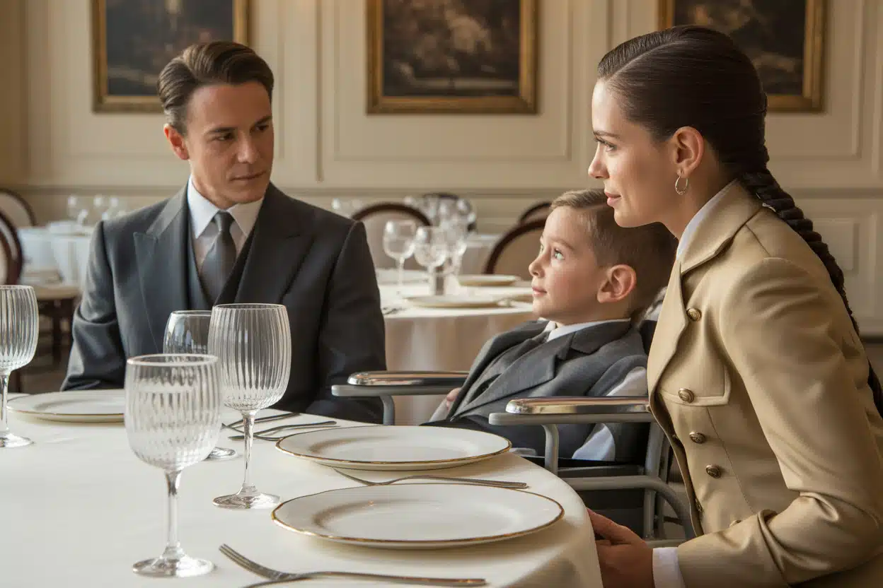 Antoine, Lucas, Angélique et Élina réunis dans un jardin, souriants