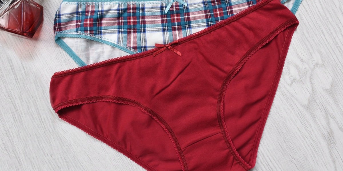 D&eacute;tail d'une culotte montrant le gousset en coton &agrave; l'entrejambe