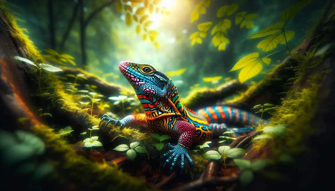 Lézard sur un mur ensoleillé