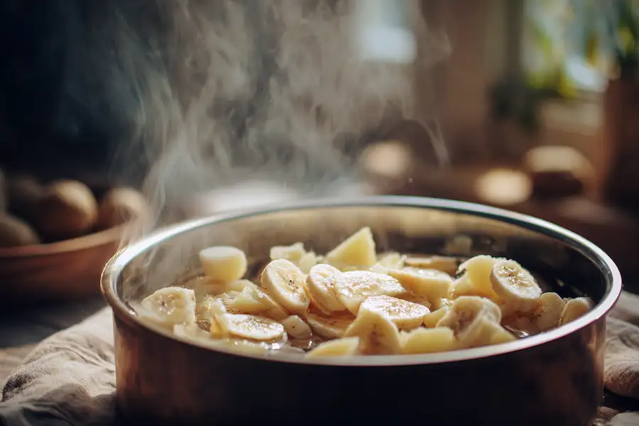 Création d'une crème maison à la banane et pomme de terre