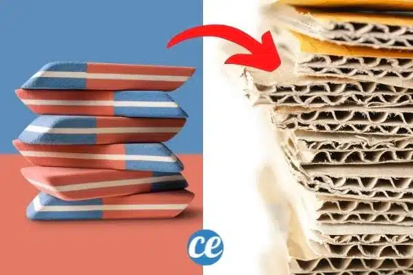 Gomme bleue utilisée sur du carton
