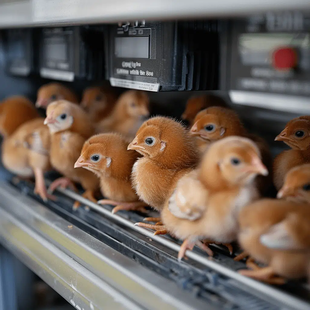 Poussin sortant de sa coquille dans un incubateur maison
