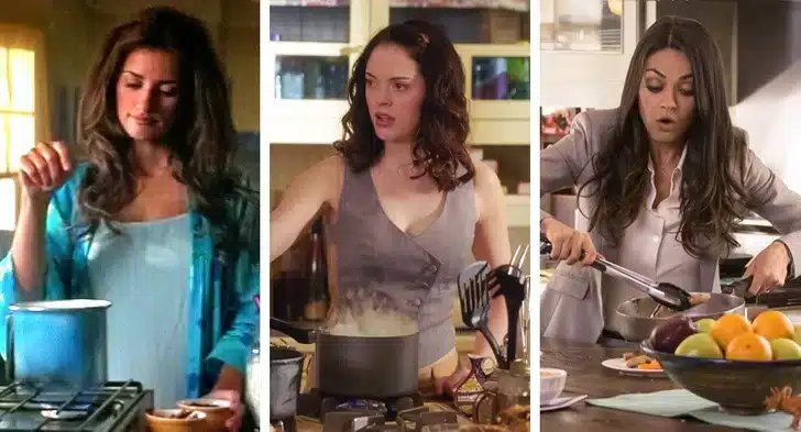 Femme cuisinant avec les cheveux détachés