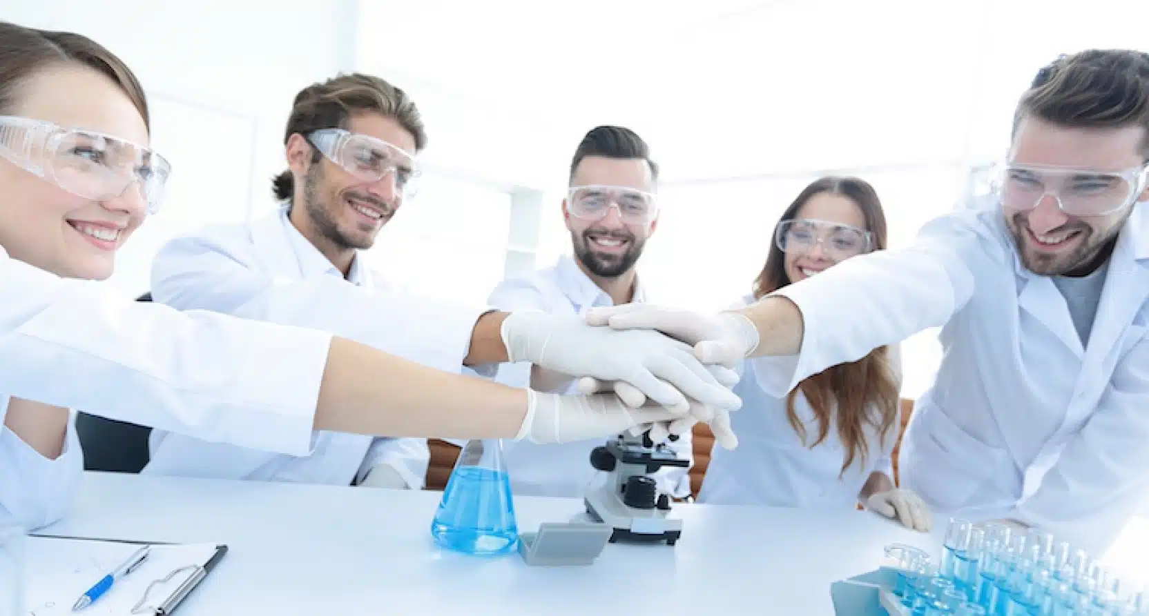 Biologiste observant un échantillon au microscope