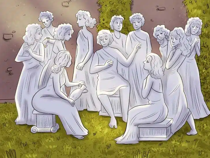 Statues avec un humain dissimulé