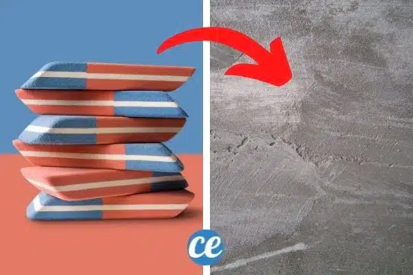 Utilisation de la gomme bleue sur un mur en béton
