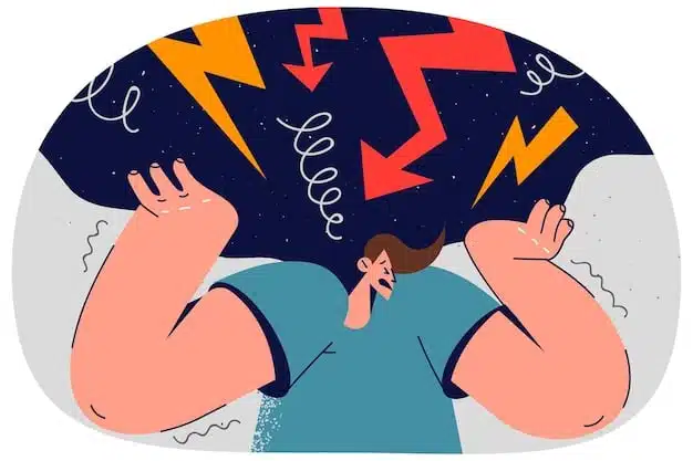Homme stressé par des pensées négatives