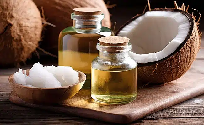 Huile de coco et cuillère
