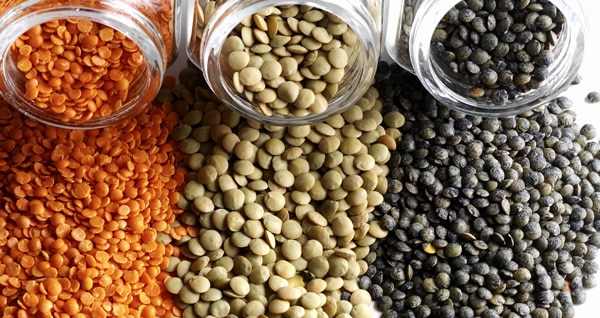 Bol de lentilles cuites