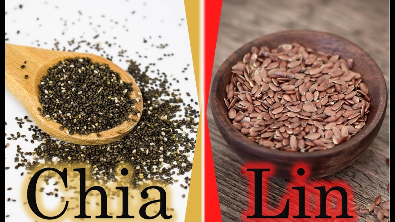 Graines de chia et de lin dans des bols