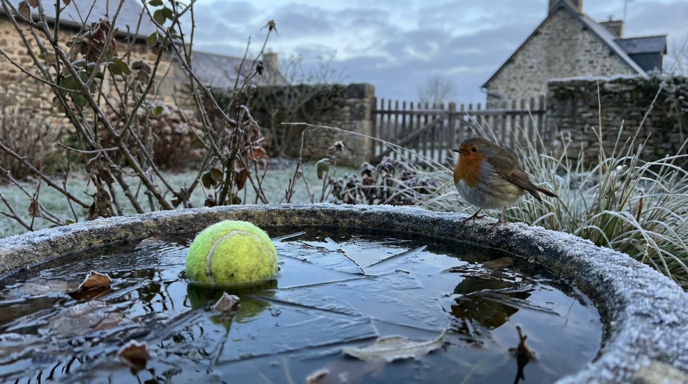 Balle de ping-pong dans une coupelle d'eau