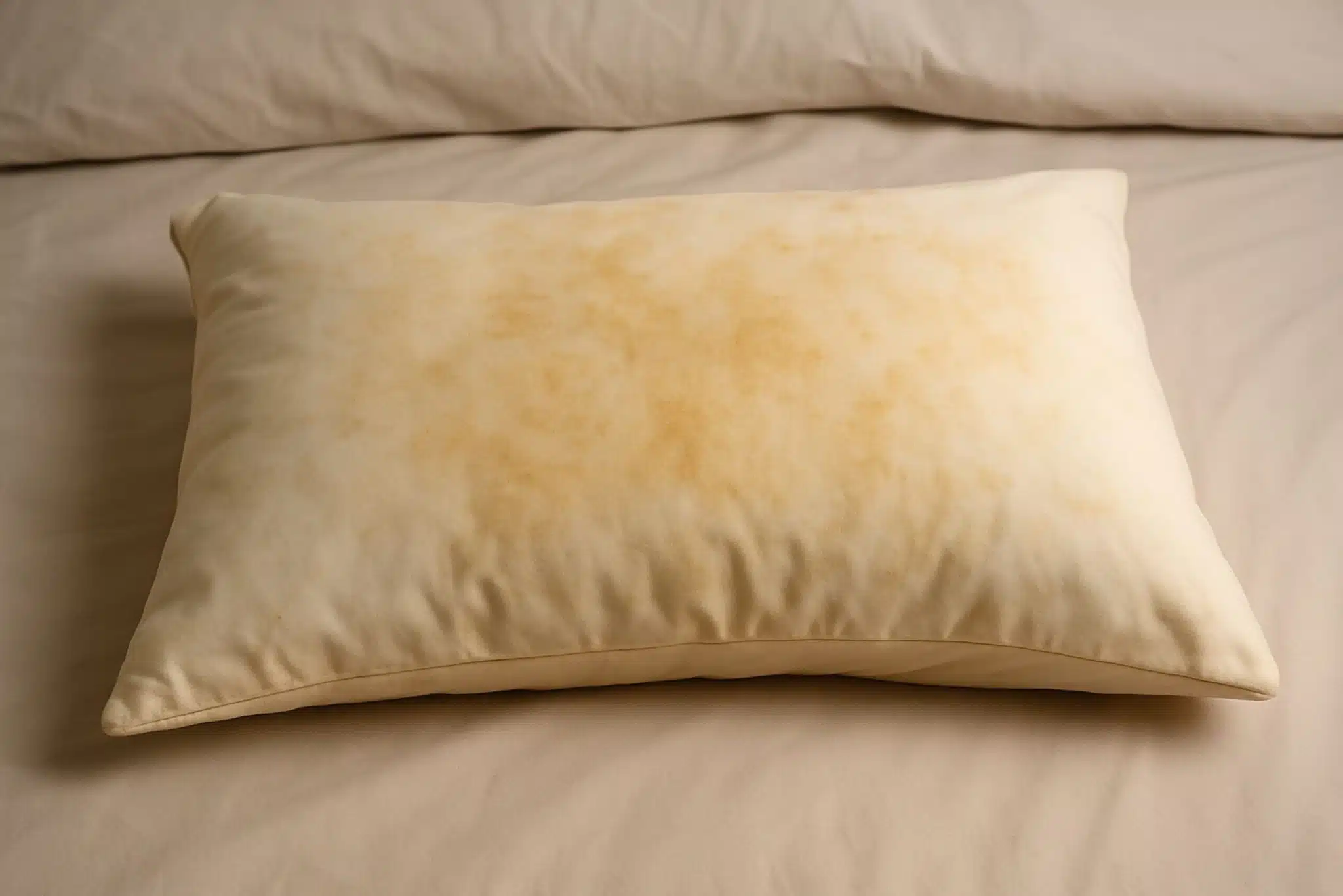 Détail d'un oreiller blanc et propre après traitement