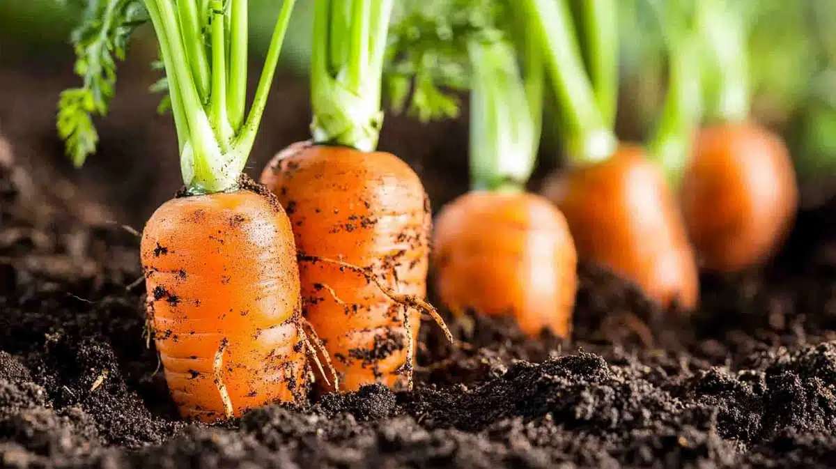 Jardinier cultivant des carottes