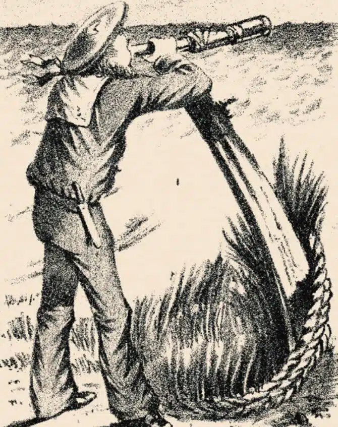 Illusion d'optique représentant un marin avec une longue-vue