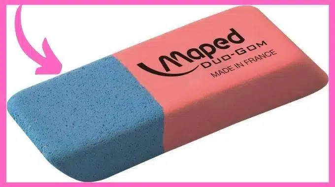 Gomme avec partie bleue et rose