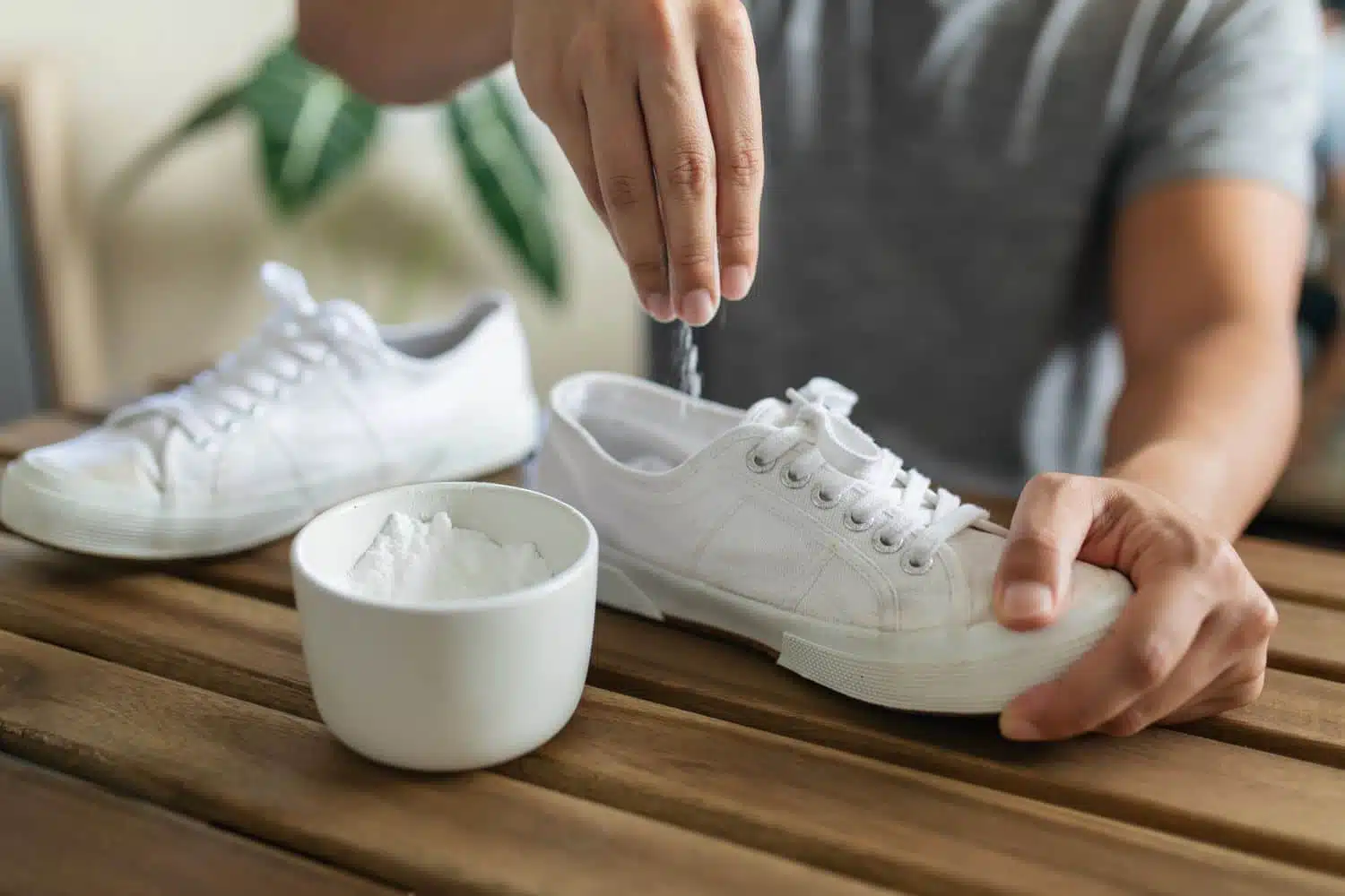 Nettoyage de chaussures au bicarbonate