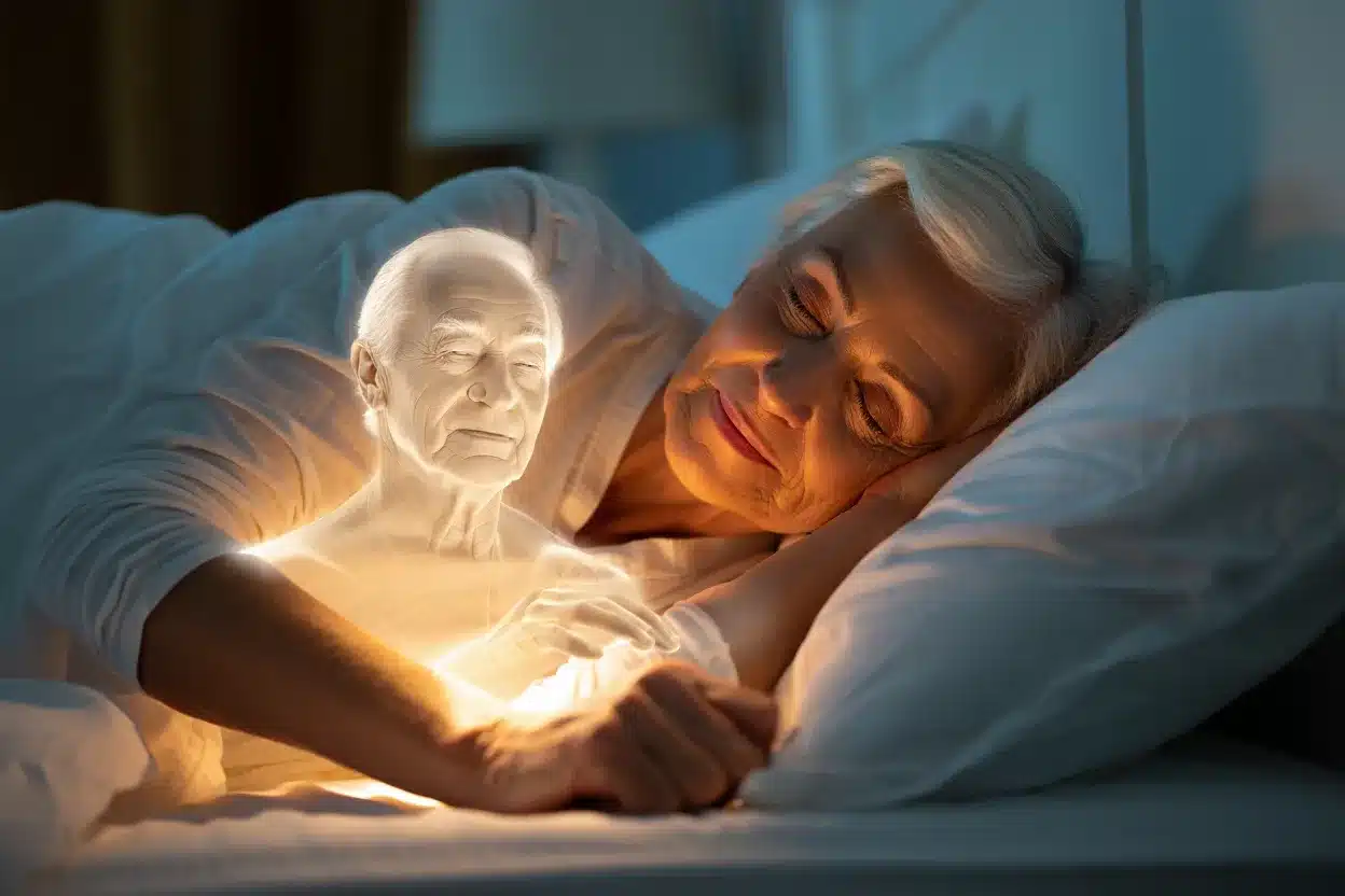 Représentation artistique d'un rêve réaliste avec un défunt