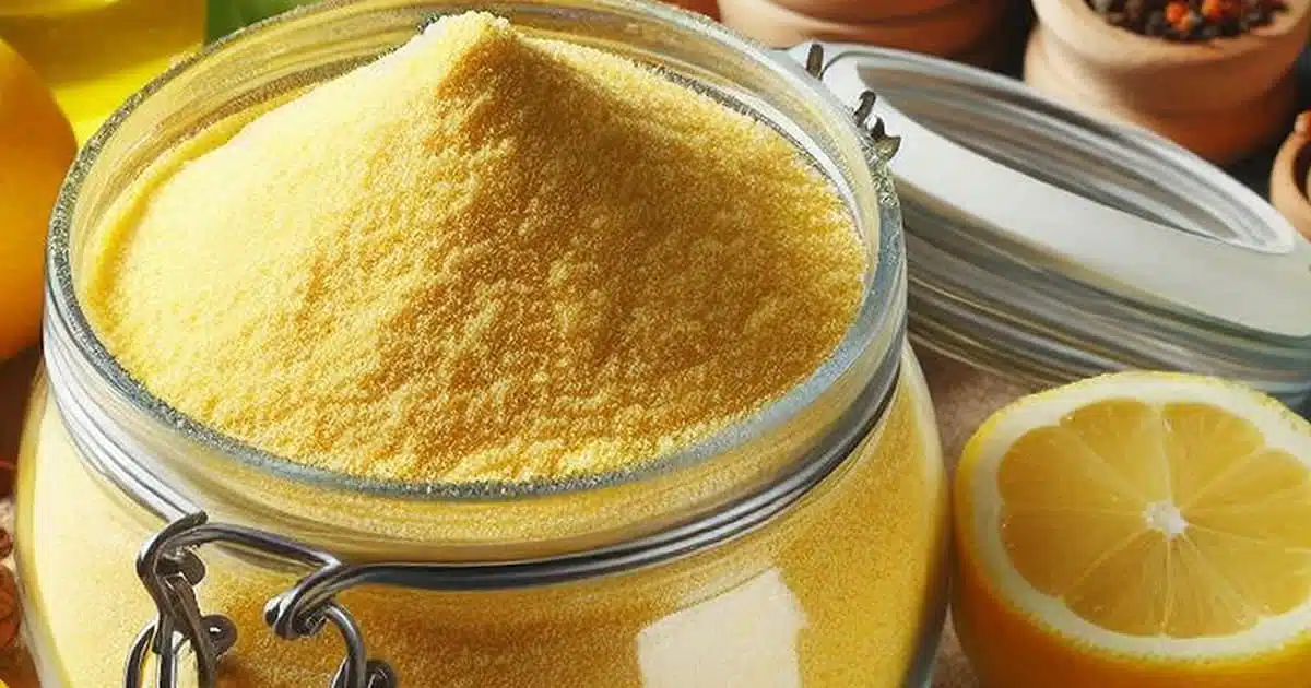 Poudre de citron maison dans un bol