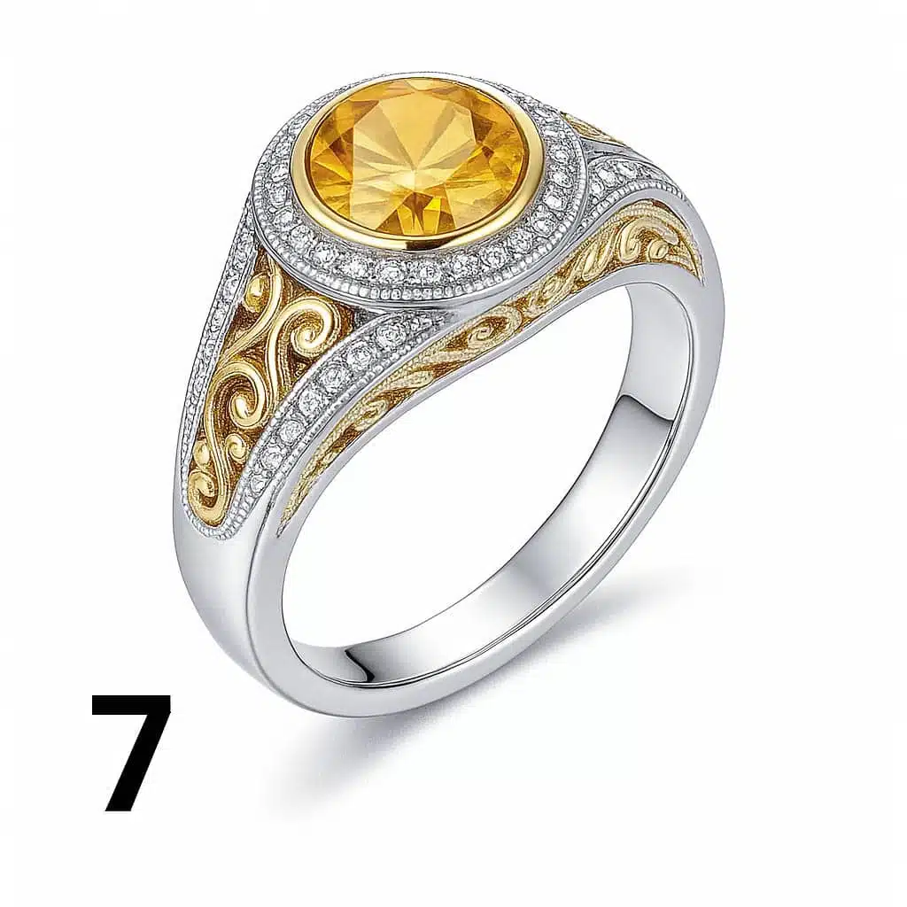Bague orange doré étincelant
