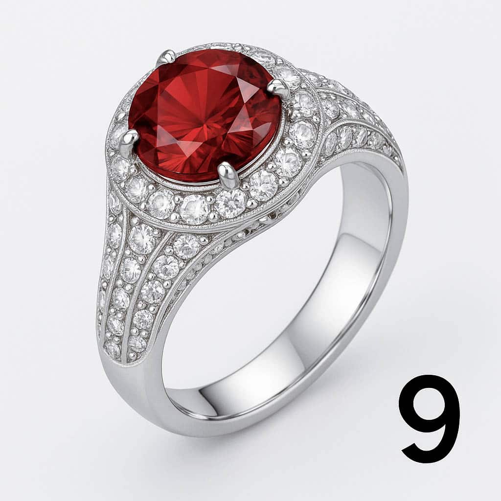Bague avec rubis rouge ardent
