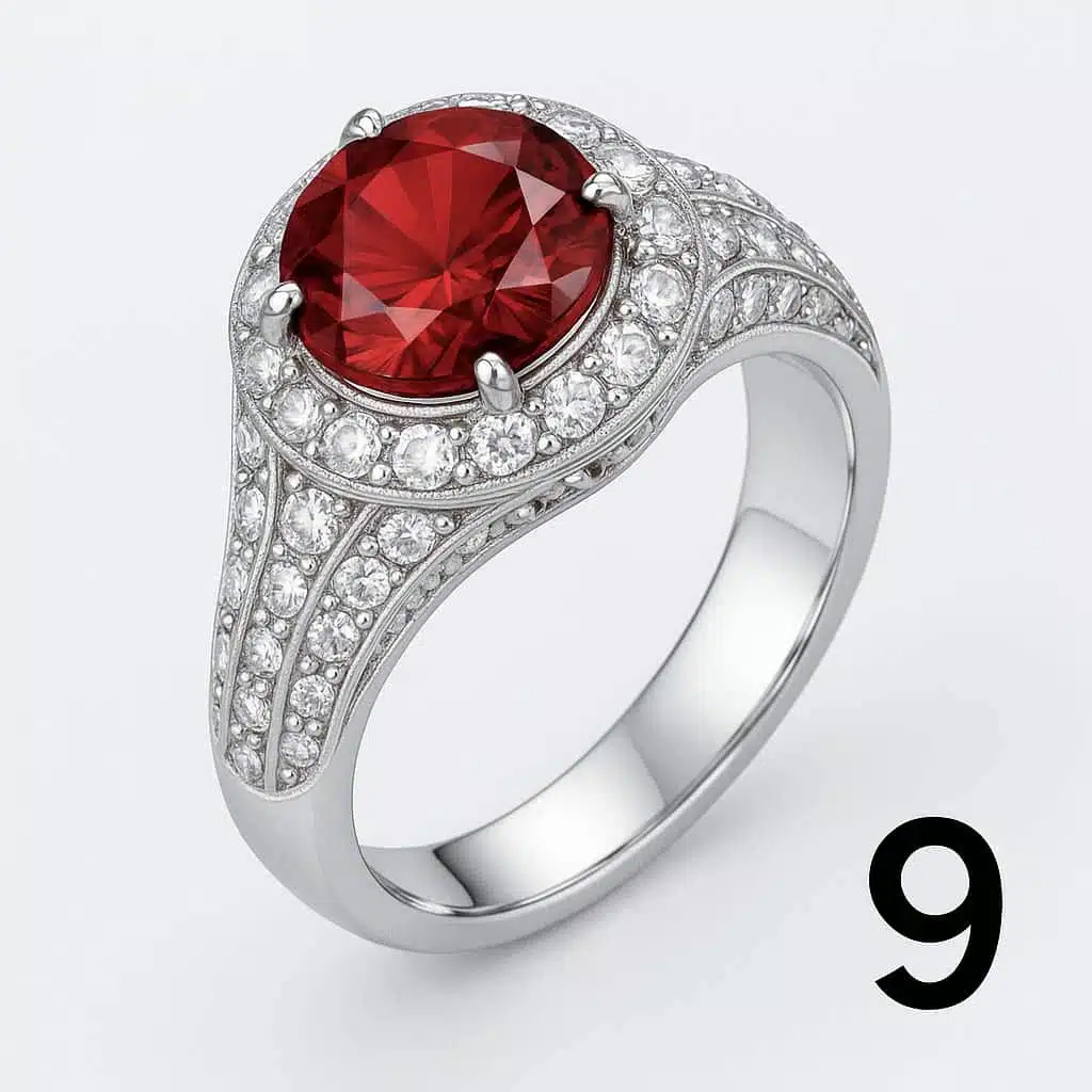 Bague avec rubis rouge ardent