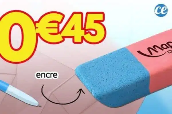 Gomme bleue et rose dans une trousse d'écolier