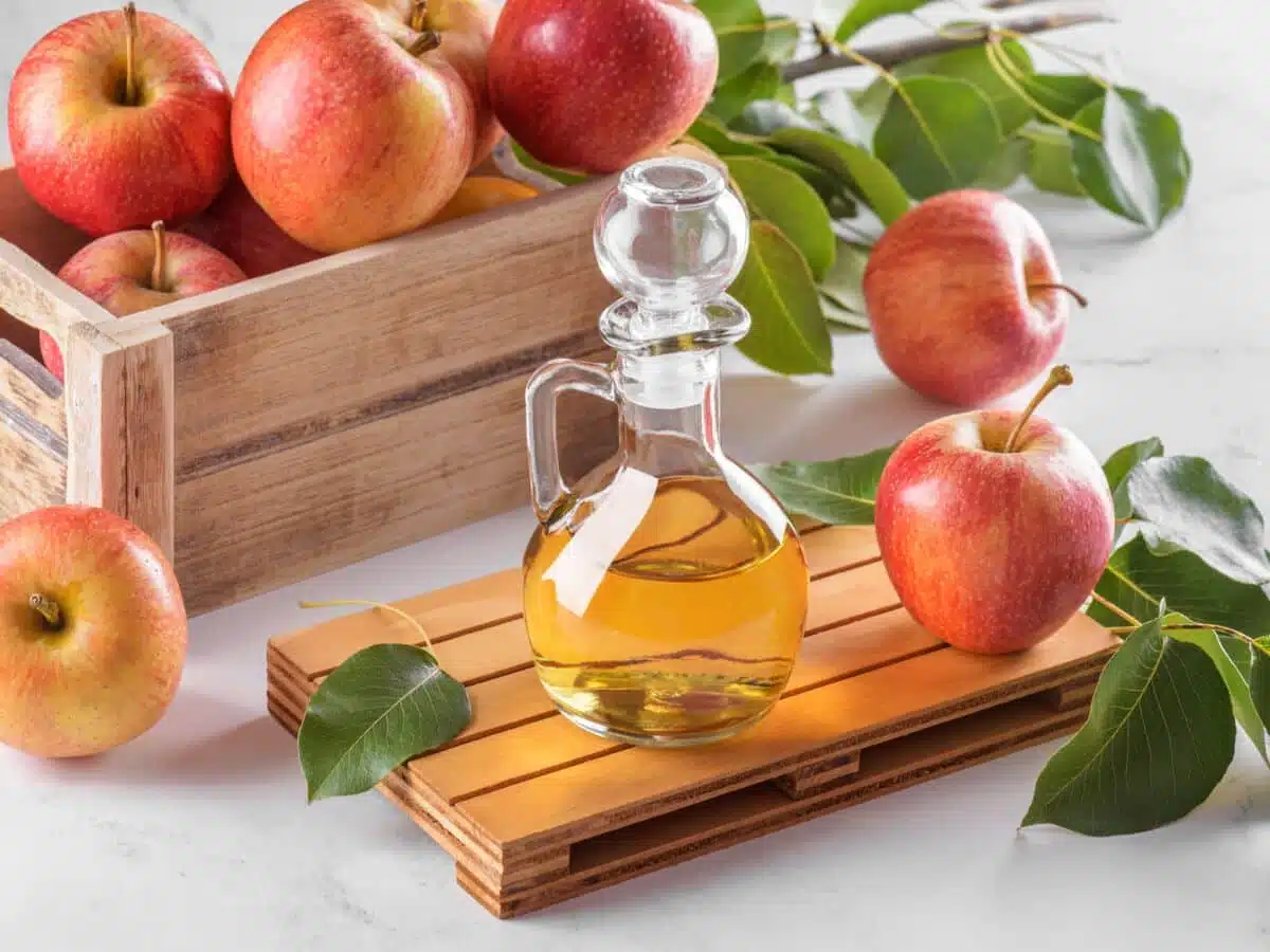 Bouteilles de vinaigre blanc et de cidre