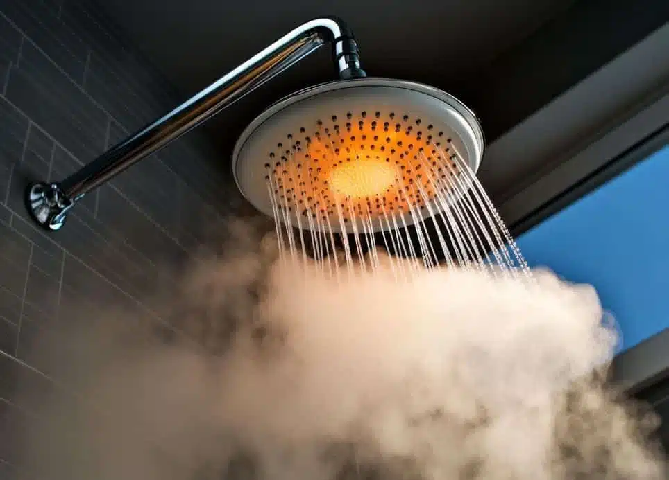 Personne sous une douche à température modérée