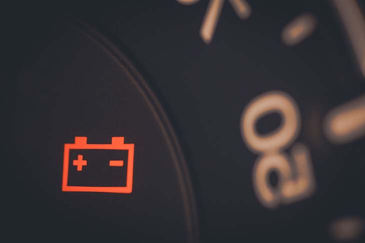 Voyant rouge de la batterie allumée - source : spm